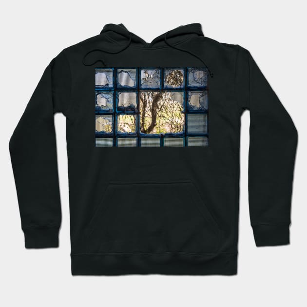 Shattered glass brick window Hoodie by lena-maximova